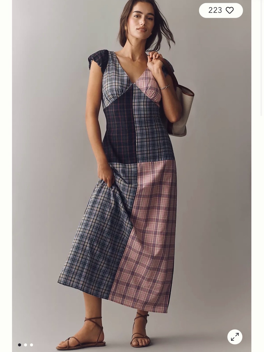 Rowing Blazers Patchwork Plaid Cap-Sleeve Maxi Dress size 12